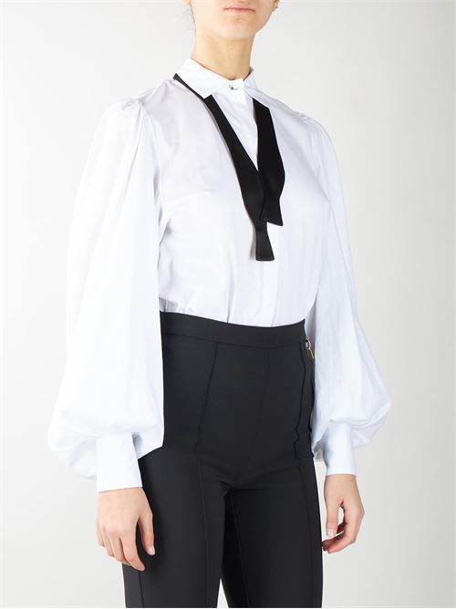 Cotton poplin body shirt with bow tie Elisabetta Franchi ELISABETTA FRANCHI | Shirt | CB00442E2100